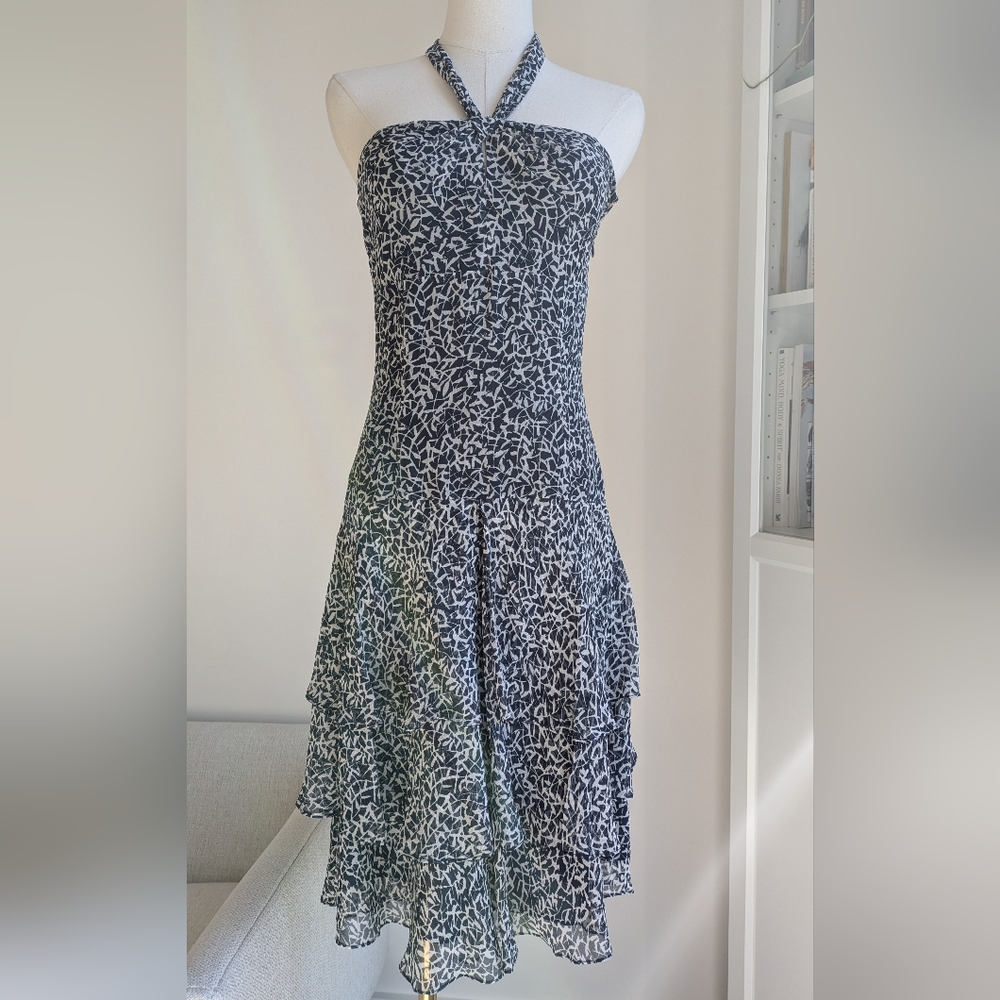 Ann Taylor Silk Halter Ruffle Dress